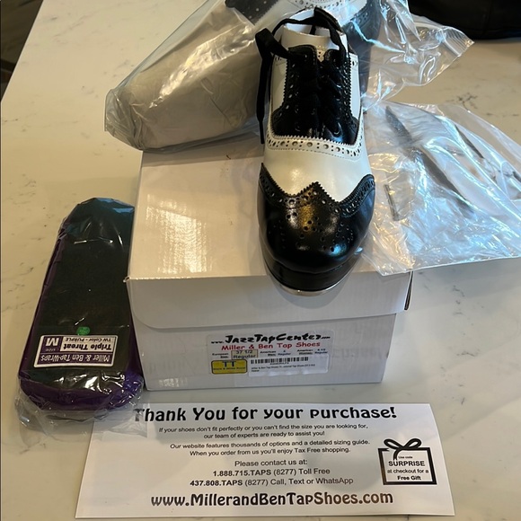 Miller & Ben Black and White Tap Shoes - Picture 4 of 4